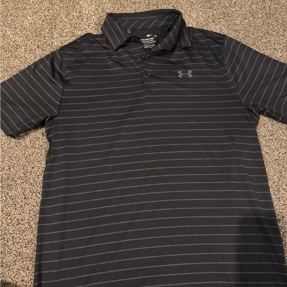 Under Armour Men's Dark Gray Striped Polo
